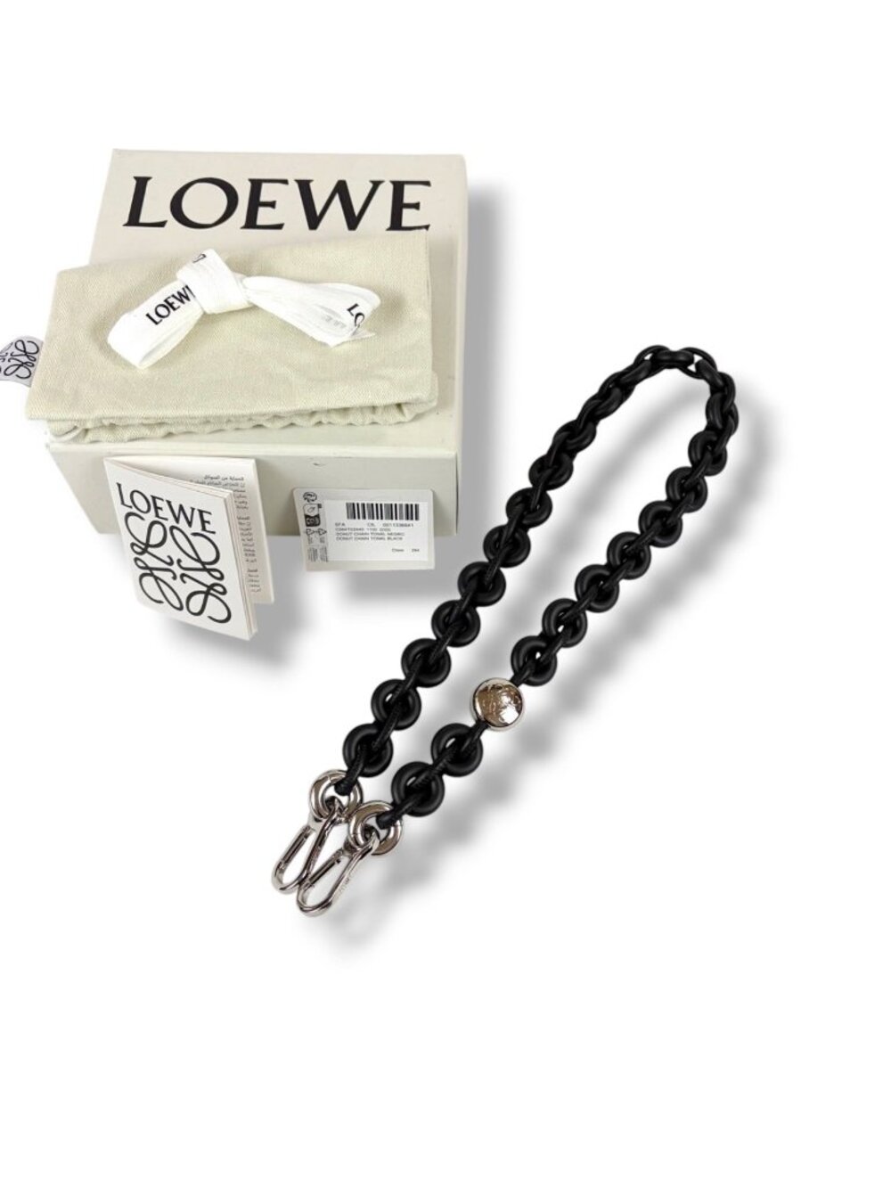 Loewe Donut Chain Tonal Shoulder Strap Black Leather